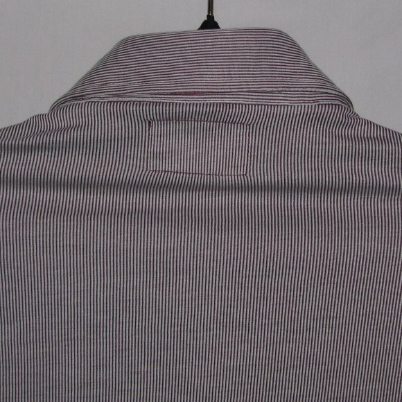 Mens' Linksoul Maroon White Striped Button Front Long Sleeve Shirt Size Medium - Picture 6 of 8